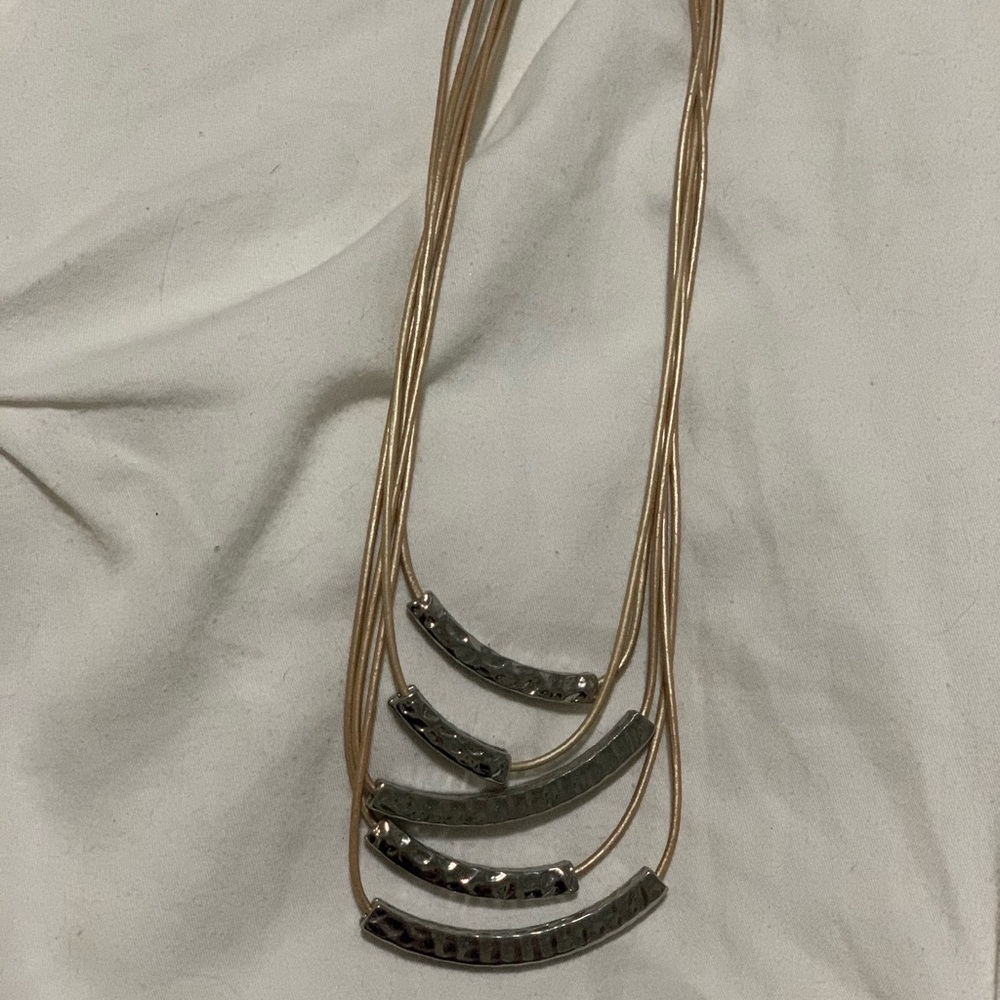 Layered hammered metal necklace